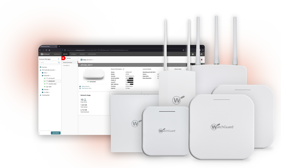 WatchGuard Wi-Fi — dashboard de gerenciamento de rede sem fio na nuvem