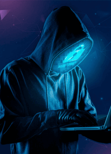 Imagem de um hacker com notebook na mão cibersegurança